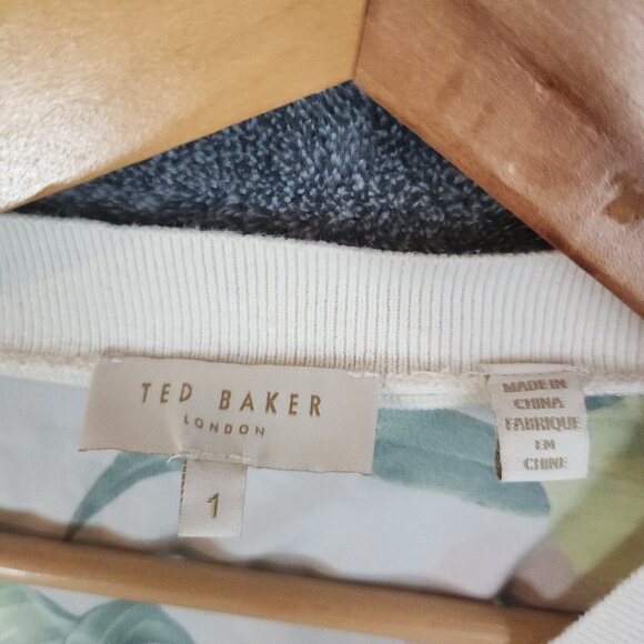 Ted Baker Floral Back Print Button Up Cardigan Sz 1 Small Organic Cotton Top - Picture 4 of 8